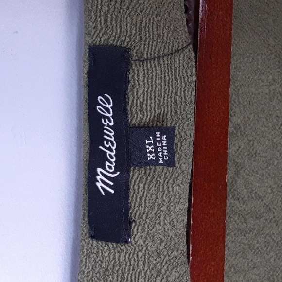 Madewell Desert Olive Green V-Neck Mini Shirt Dress - Picture 4 of 10